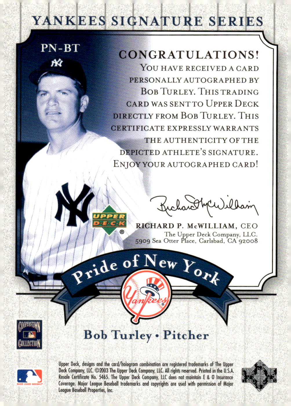 2003 UPPER DECK YANKEES SIGNATURE PRIDE OF NY AUTOGRAPHS ASSORTED SINGLES U-PICK - Picture 13 of 125