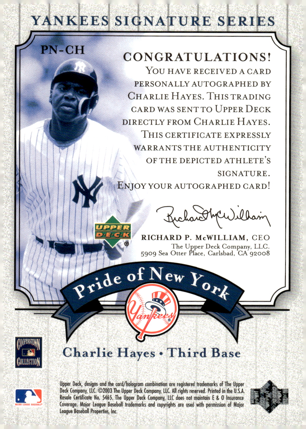 2003 UPPER DECK YANKEES SIGNATURE PRIDE OF NY AUTOGRAPHS ASSORTED SINGLES U-PICK - Picture 21 of 125