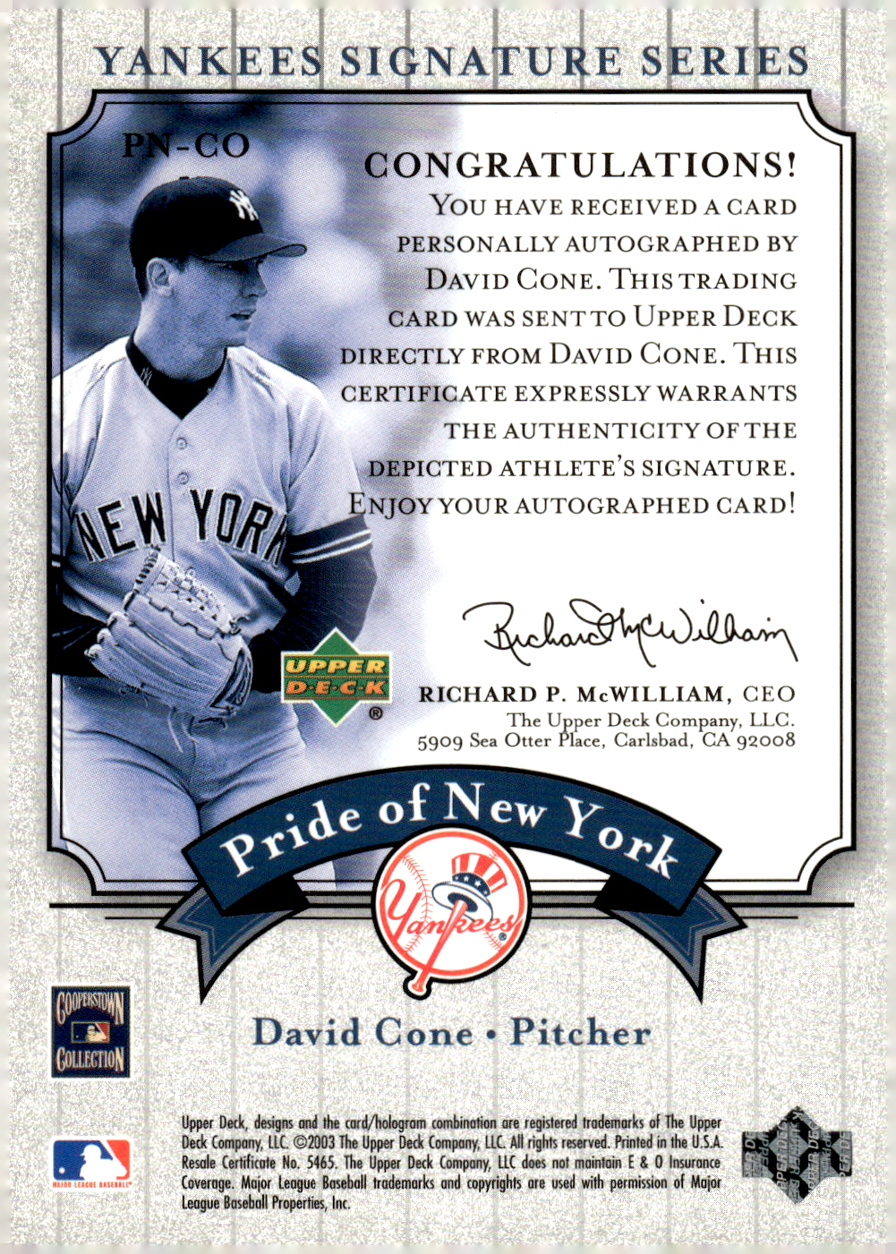 2003 UPPER DECK YANKEES SIGNATURE PRIDE OF NY AUTOGRAPHS ASSORTED SINGLES U-PICK - Picture 23 of 125