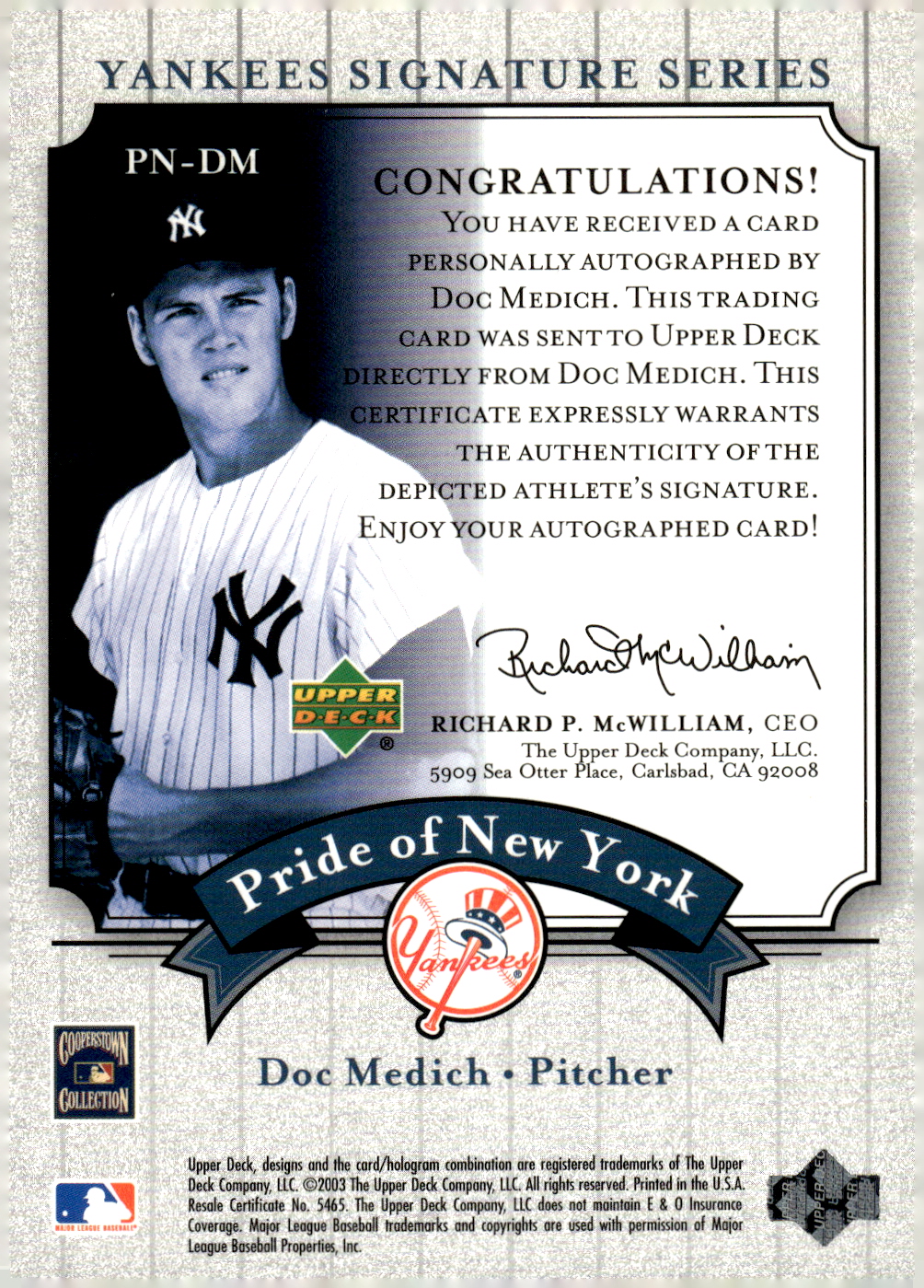 2003 UPPER DECK YANKEES SIGNATURE PRIDE OF NY AUTOGRAPHS ASSORTED SINGLES U-PICK - Picture 37 of 125