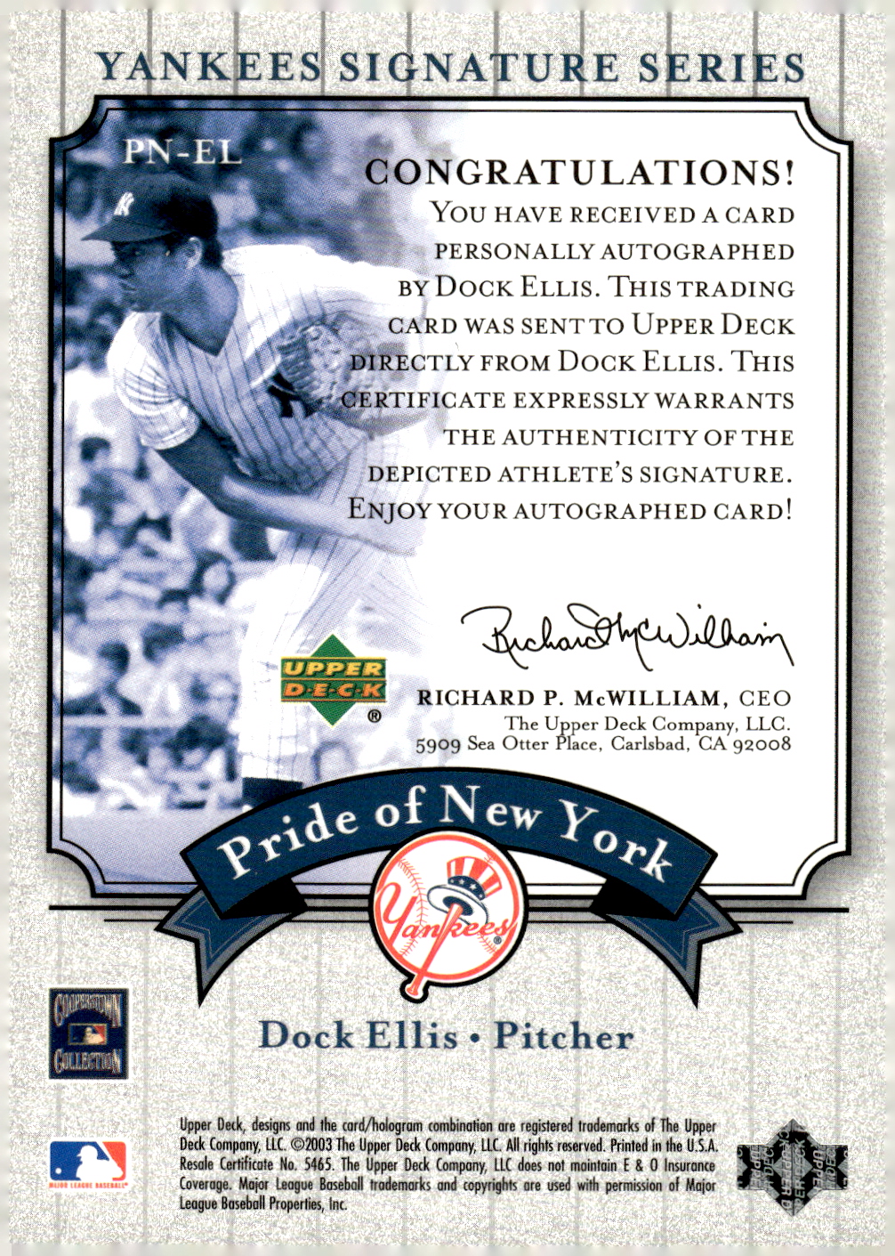 2003 UPPER DECK YANKEES SIGNATURE PRIDE OF NY AUTOGRAPHS ASSORTED SINGLES U-PICK - Picture 41 of 125