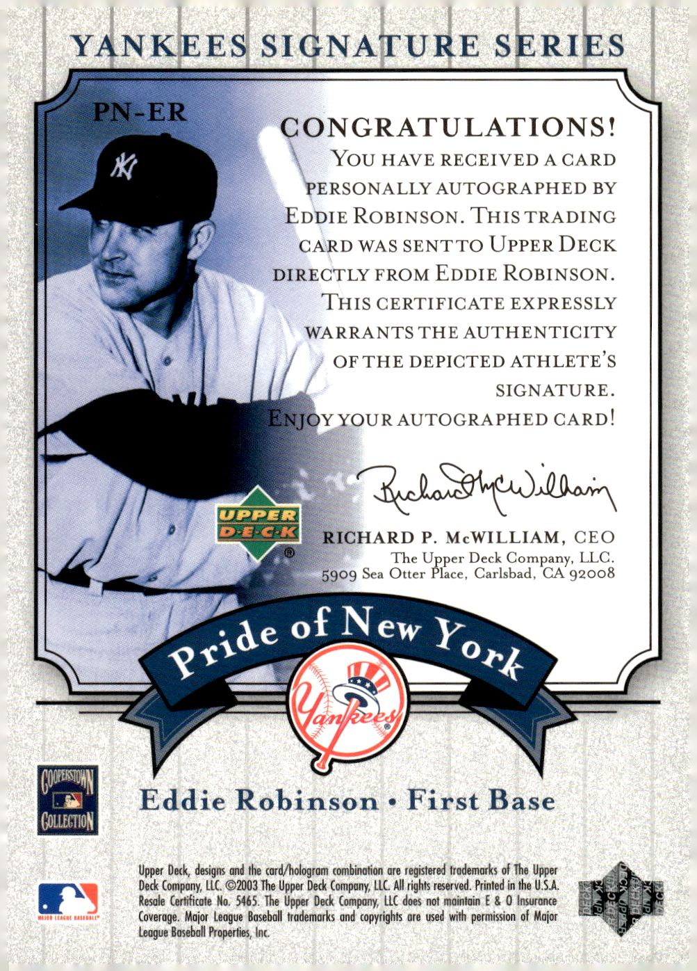 2003 UPPER DECK YANKEES SIGNATURE PRIDE OF NY AUTOGRAPHS ASSORTED SINGLES U-PICK - Picture 43 of 125