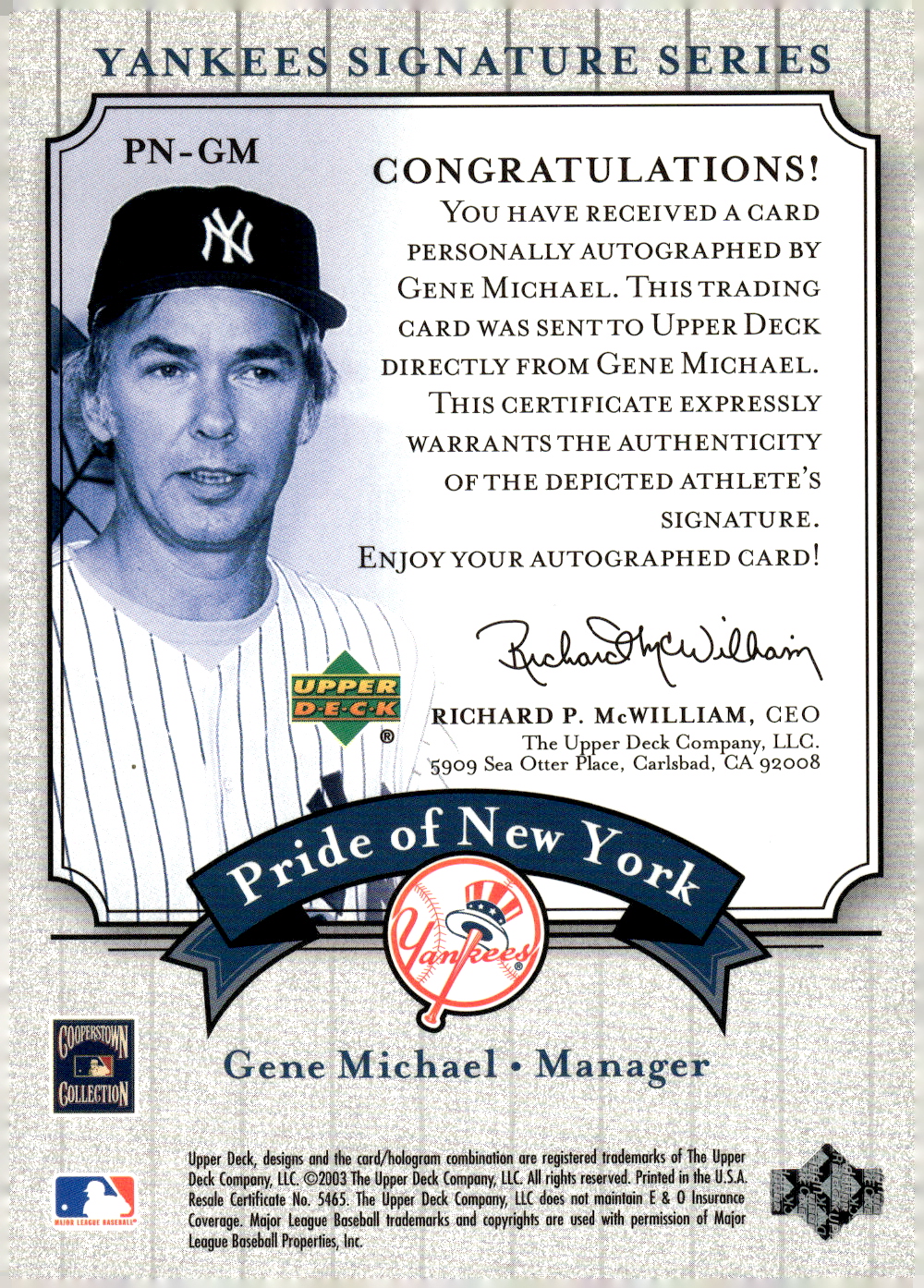 2003 UPPER DECK YANKEES SIGNATURE PRIDE OF NY AUTOGRAPHS ASSORTED SINGLES U-PICK - Picture 49 of 125