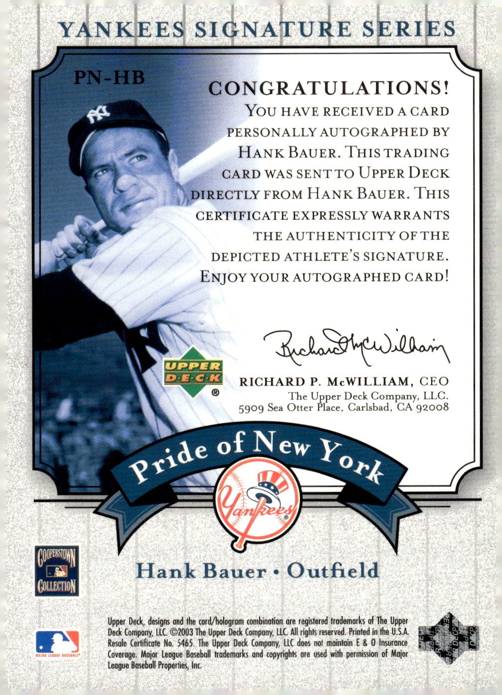 2003 UPPER DECK YANKEES SIGNATURE PRIDE OF NY AUTOGRAPHS ASSORTED SINGLES U-PICK - Picture 51 of 125