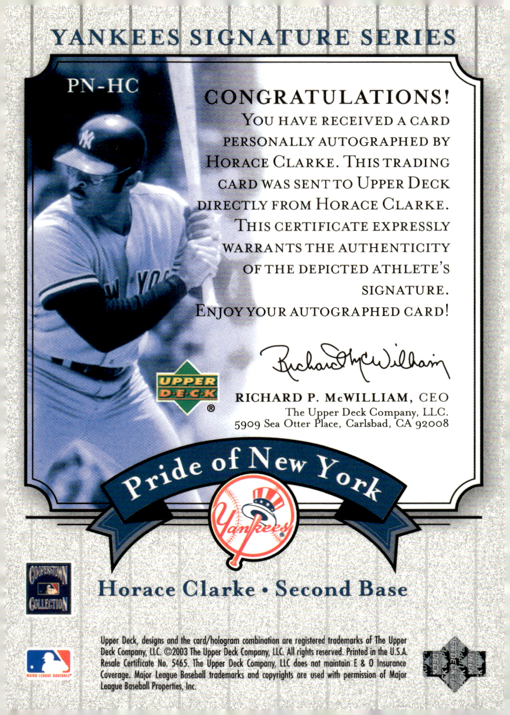 2003 UPPER DECK YANKEES SIGNATURE PRIDE OF NY AUTOGRAPHS ASSORTED SINGLES U-PICK - Picture 53 of 125