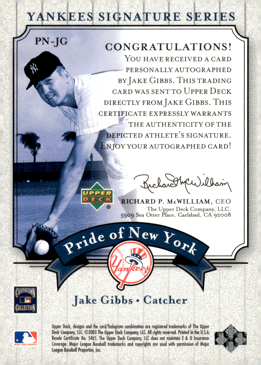 2003 UPPER DECK YANKEES SIGNATURE PRIDE OF NY AUTOGRAPHS ASSORTED SINGLES U-PICK - Picture 63 of 125