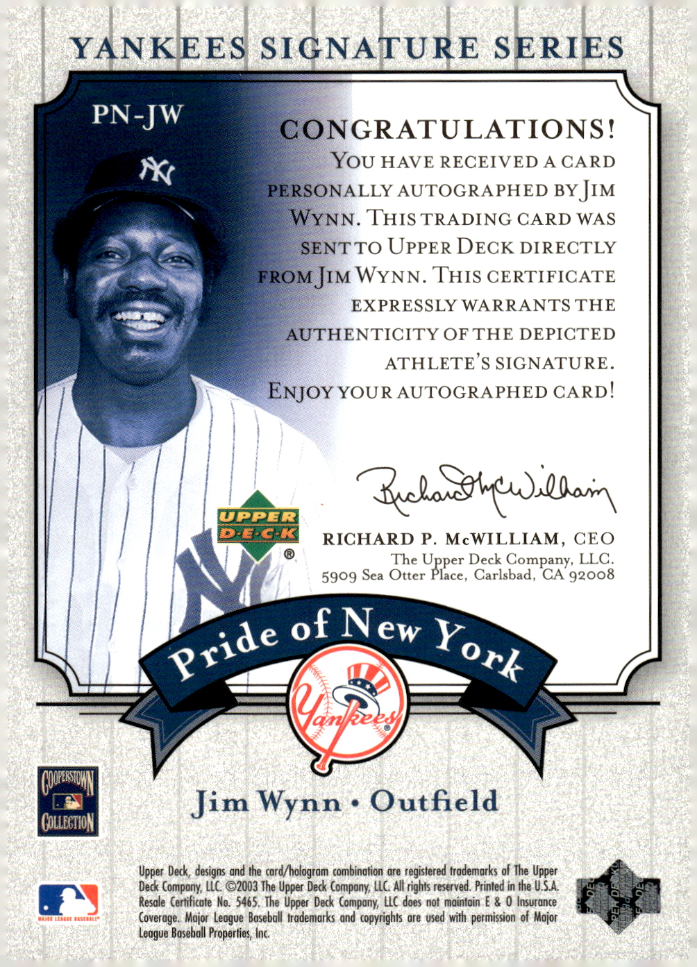 2003 UPPER DECK YANKEES SIGNATURE PRIDE OF NY AUTOGRAPHS ASSORTED SINGLES U-PICK - Picture 71 of 125