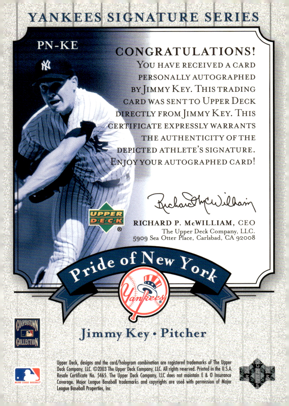 2003 UPPER DECK YANKEES SIGNATURE PRIDE OF NY AUTOGRAPHS ASSORTED SINGLES U-PICK - Picture 73 of 125