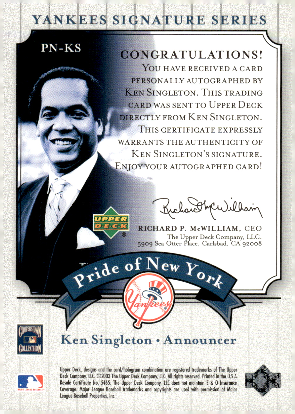 2003 UPPER DECK YANKEES SIGNATURE PRIDE OF NY AUTOGRAPHS ASSORTED SINGLES U-PICK - Picture 75 of 125