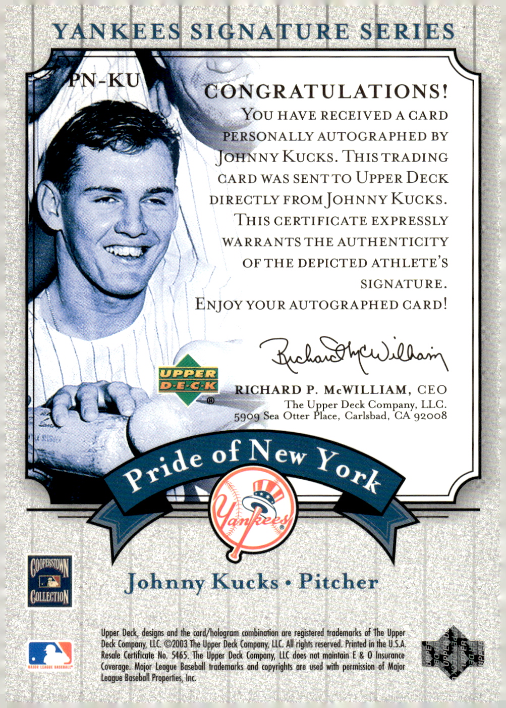 2003 UPPER DECK YANKEES SIGNATURE PRIDE OF NY AUTOGRAPHS ASSORTED SINGLES U-PICK - Picture 77 of 125