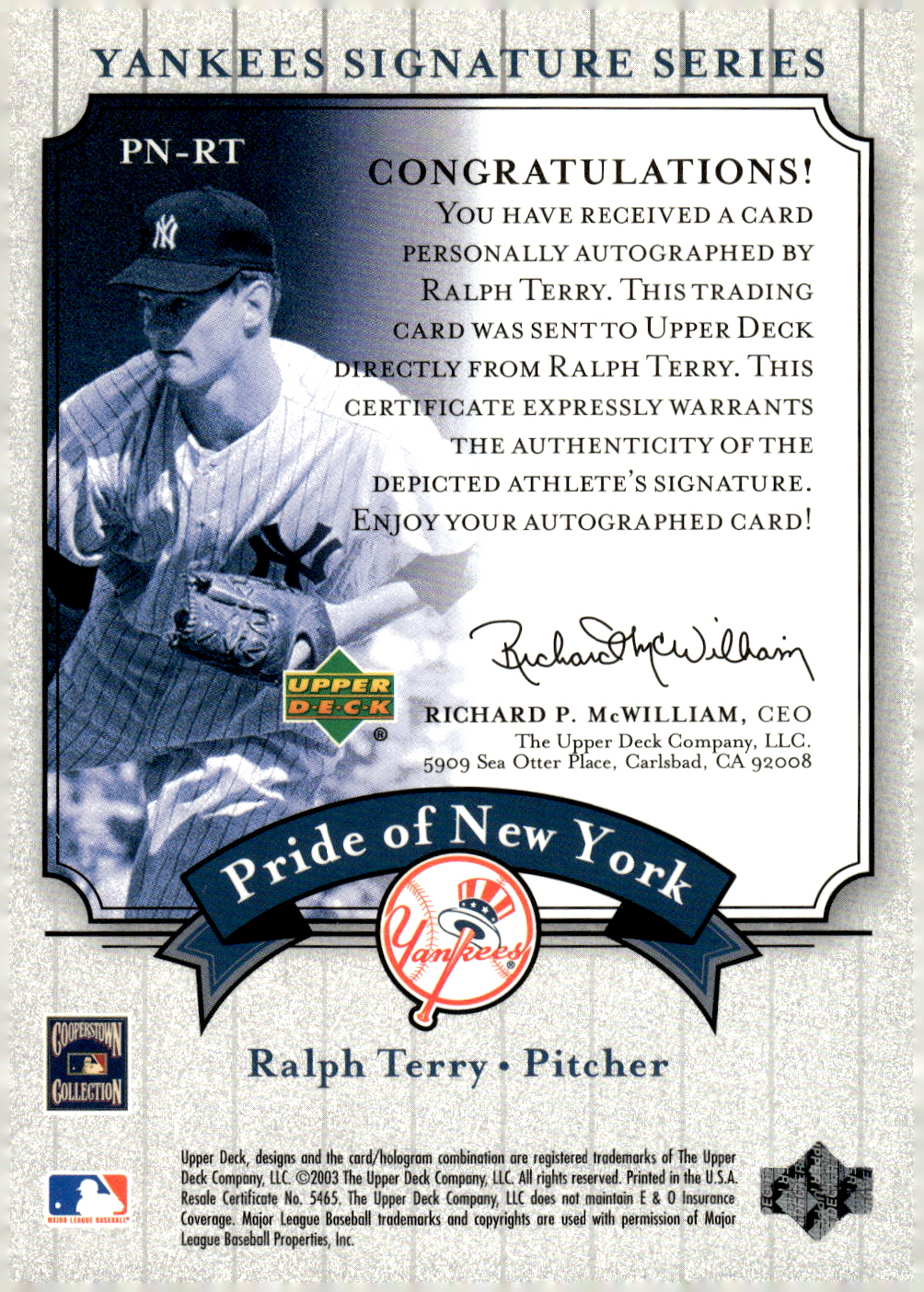 2003 UPPER DECK YANKEES SIGNATURE PRIDE OF NY AUTOGRAPHS ASSORTED SINGLES U-PICK - Picture 103 of 125