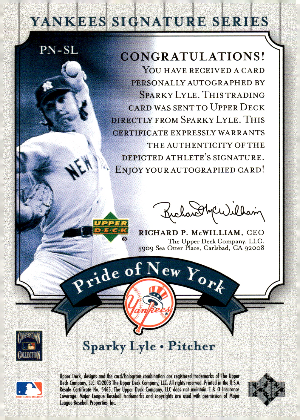 2003 UPPER DECK YANKEES SIGNATURE PRIDE OF NY AUTOGRAPHS ASSORTED SINGLES U-PICK - Picture 107 of 125
