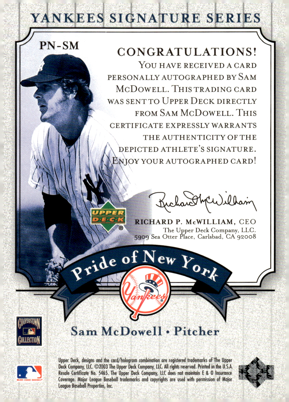 2003 UPPER DECK YANKEES SIGNATURE PRIDE OF NY AUTOGRAPHS ASSORTED SINGLES U-PICK - Picture 109 of 125