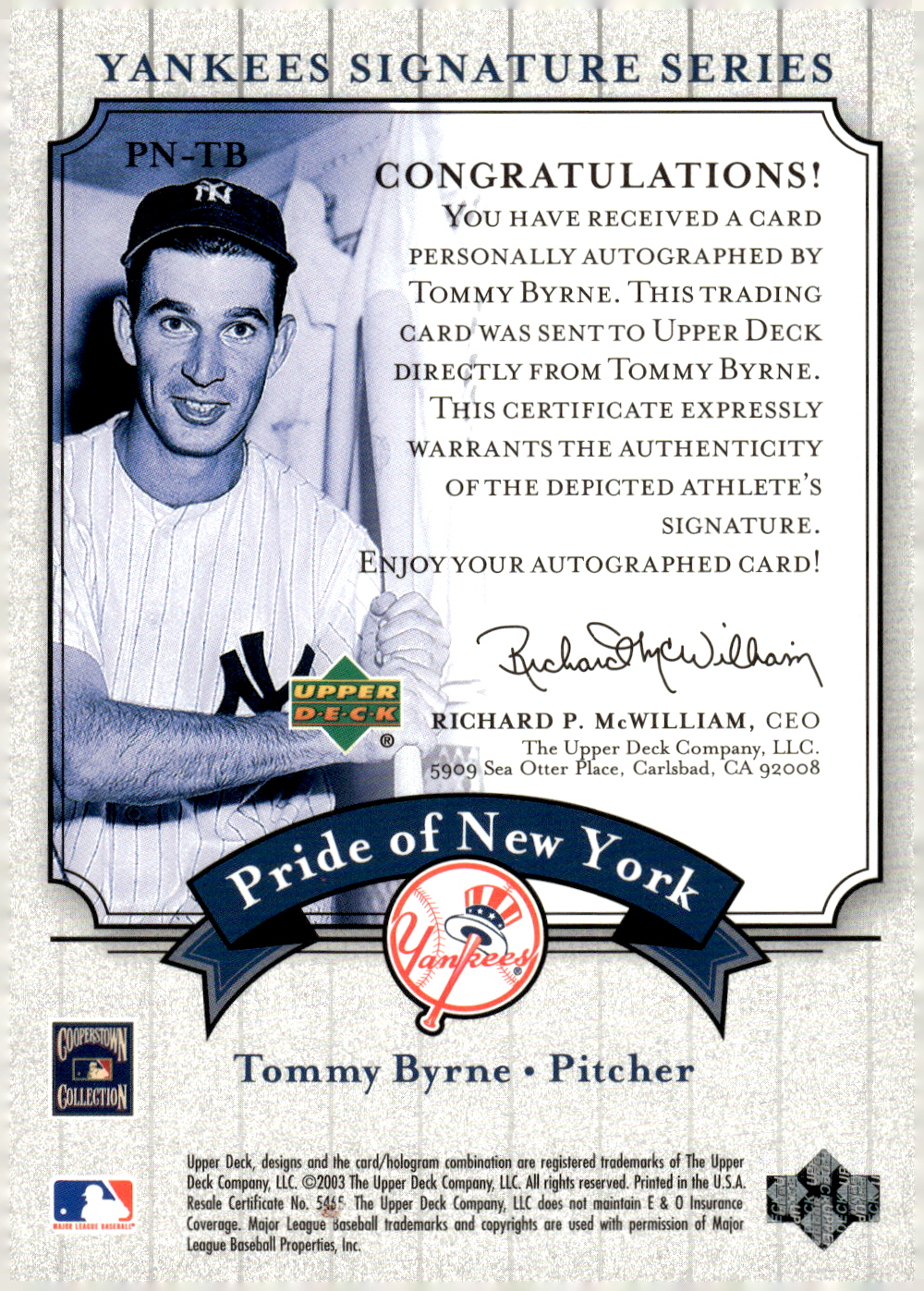 2003 UPPER DECK YANKEES SIGNATURE PRIDE OF NY AUTOGRAPHS ASSORTED SINGLES U-PICK - Picture 113 of 125
