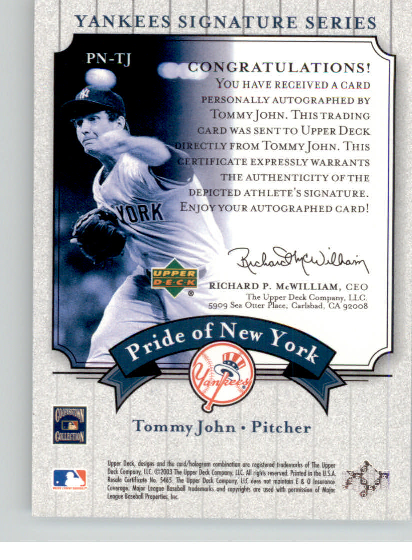 2003 UPPER DECK YANKEES SIGNATURE PRIDE OF NY AUTOGRAPHS ASSORTED SINGLES U-PICK - Picture 117 of 125