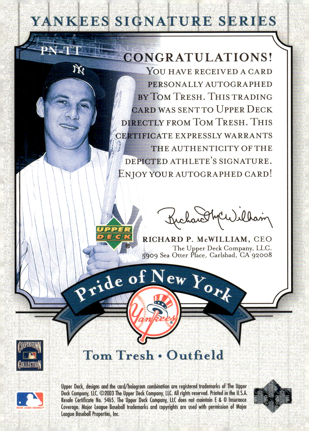 2003 UPPER DECK YANKEES SIGNATURE PRIDE OF NY AUTOGRAPHS ASSORTED SINGLES U-PICK - Picture 121 of 125