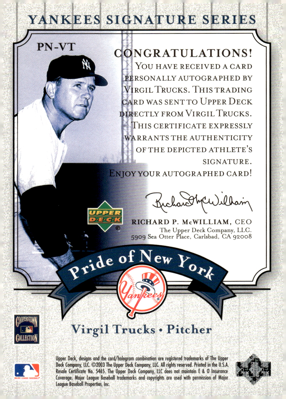 2003 UPPER DECK YANKEES SIGNATURE PRIDE OF NY AUTOGRAPHS ASSORTED SINGLES U-PICK - Picture 123 of 125