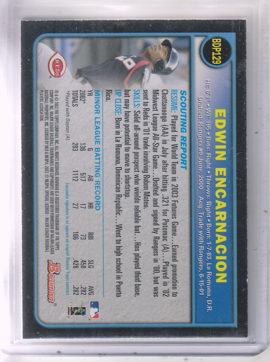 2003 Bowman Draft Gold #129 Edwin Encarnacion back image