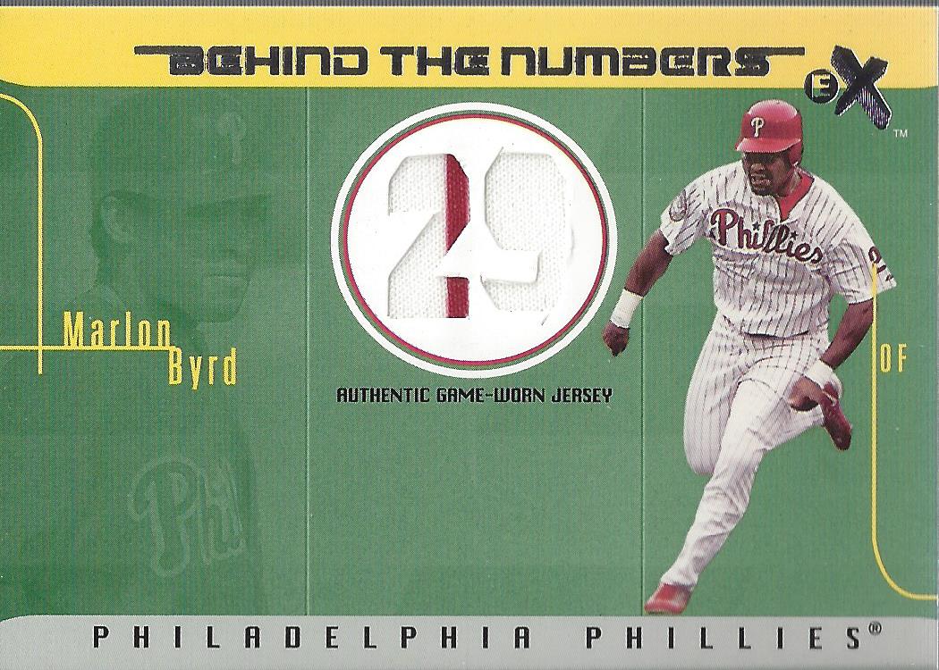 2003 E-X Behind the Numbers Game Jersey 199 #MB Marlon Byrd