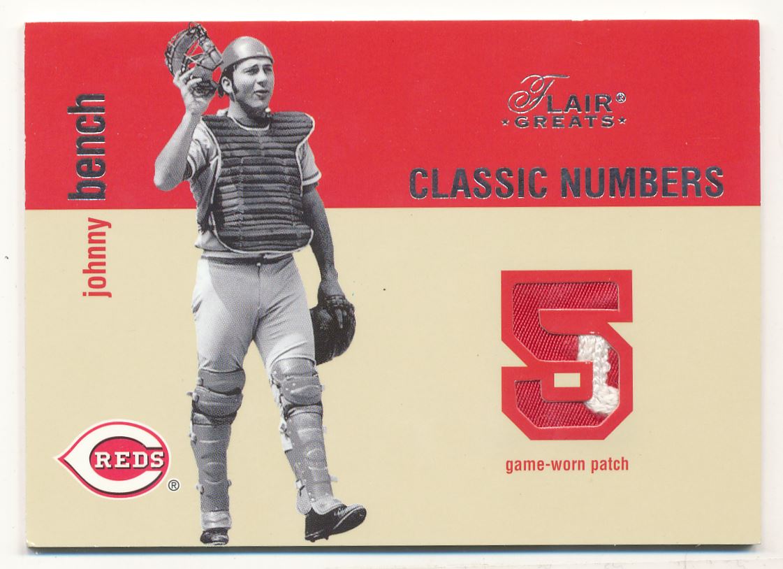 2003 Flair Greats Classic Numbers Game Used Patch #1 Johnny Bench