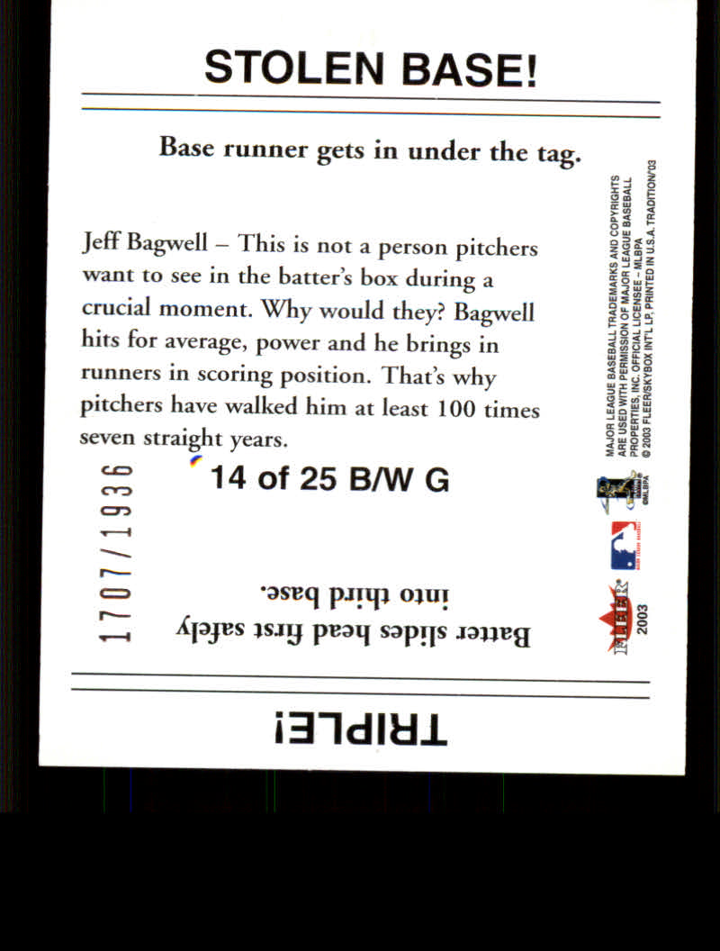 Tarjetas insertadas Fleer Tradition 2003 de béisbol "B and W Goudey/Stantouts" - Imagen 7 de 13