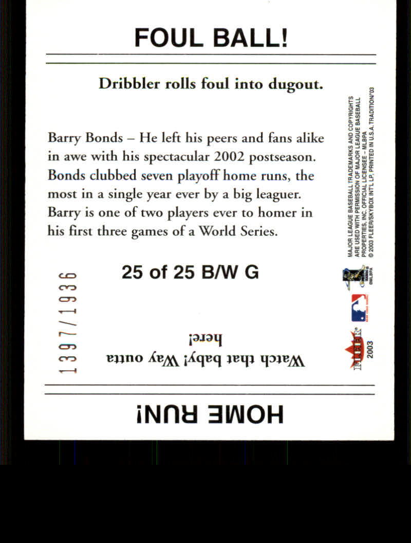 Tarjetas insertadas Fleer Tradition 2003 de béisbol "B and W Goudey/Stantouts" - Imagen 9 de 13