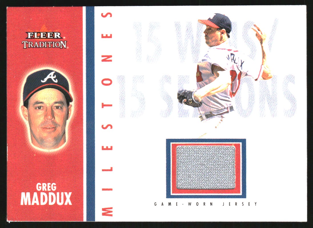 2003 Fleer Tradition Milestones Game Used Gold #GM Greg Maddux Jsy