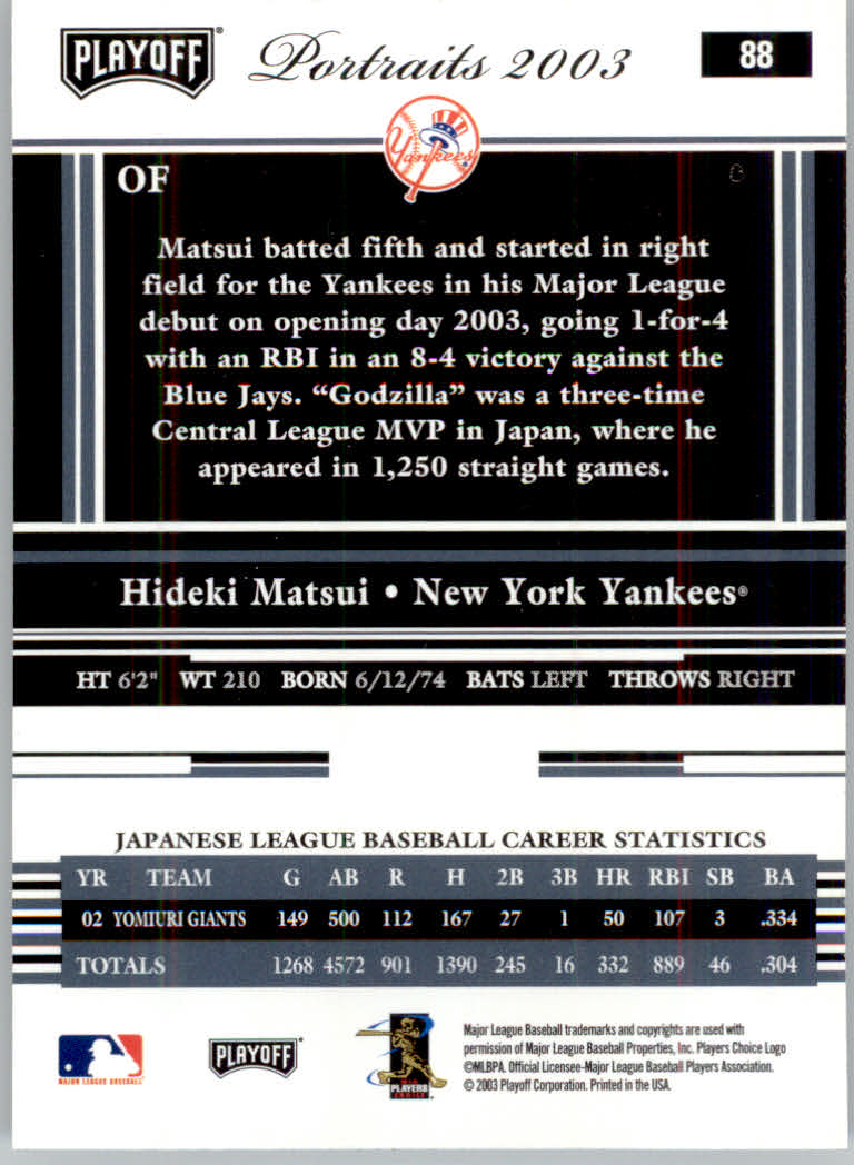 2003 Playoff Portraits Baseball "Main Set" Cards #1 to #144 - Picture 175 of 287