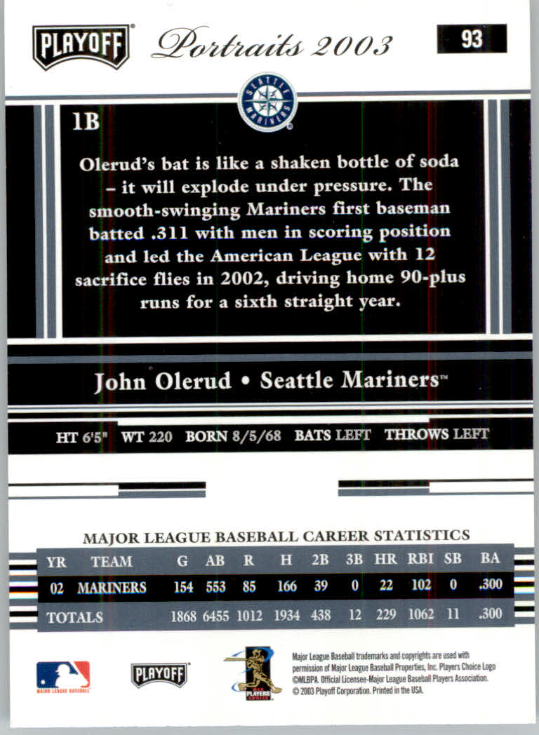 2003 Playoff Portraits Baseball "Main Set" Cards #1 to #144 - Picture 185 of 287