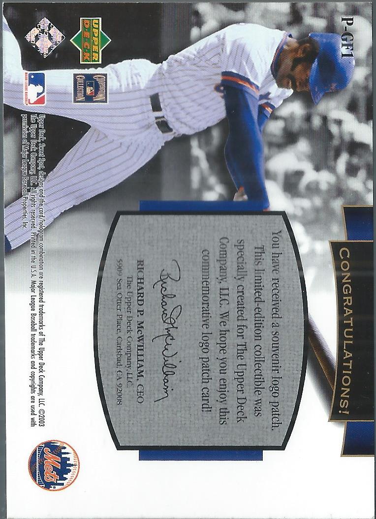 2003 Sweet Spot Classics Patch Cards #GF1 George Foster Mets/350 back image