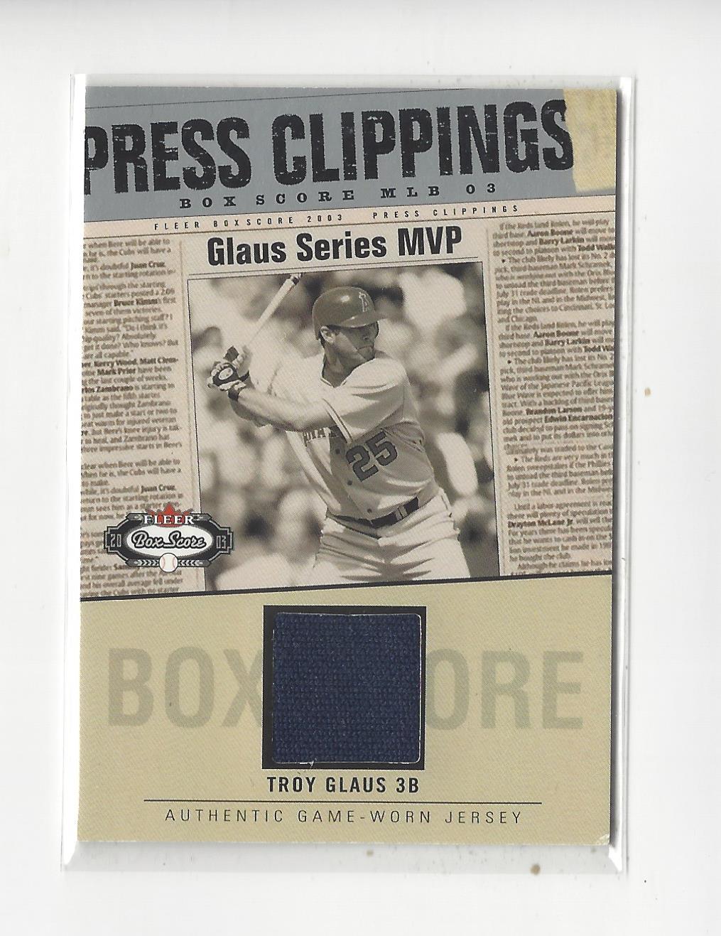 2003 Fleer Box Score Press Clippings Game Jersey #TG Troy Glaus