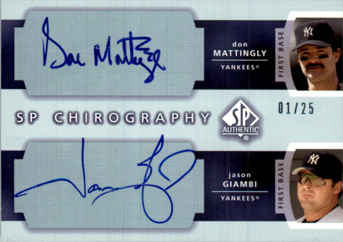 2003 SP Authentic Chirography Doubles #MG Don Mattingly/Jason Giambi/25