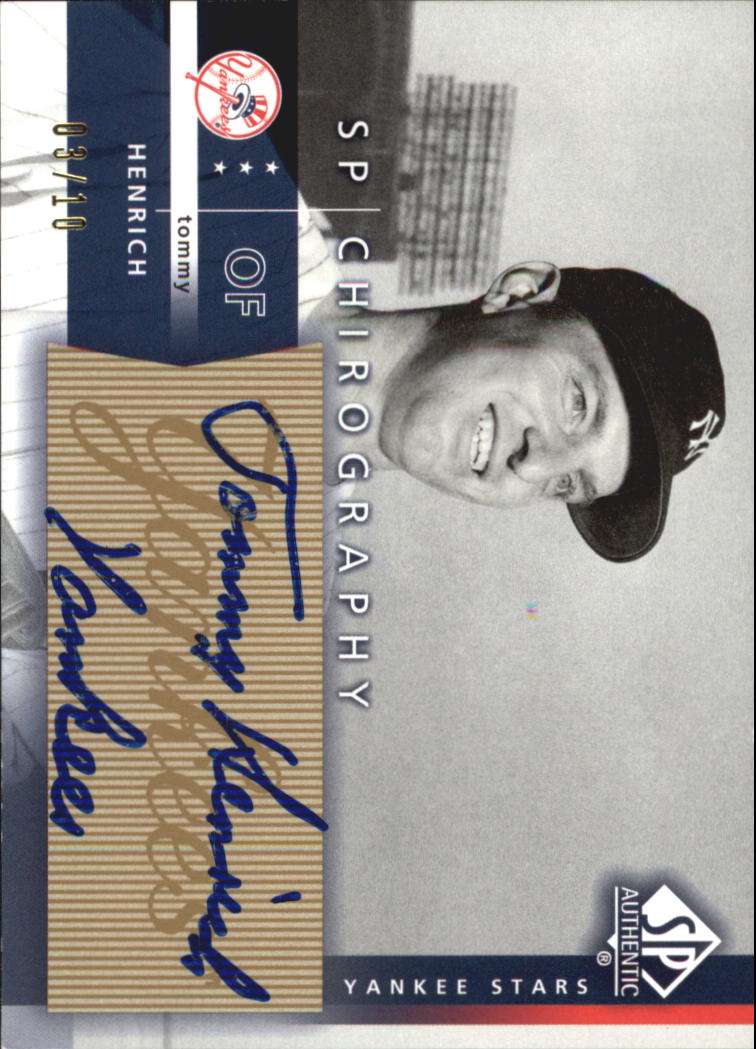 2003 SP Authentic Chirography Yankees Stars Gold #TH Tommy Henrich
