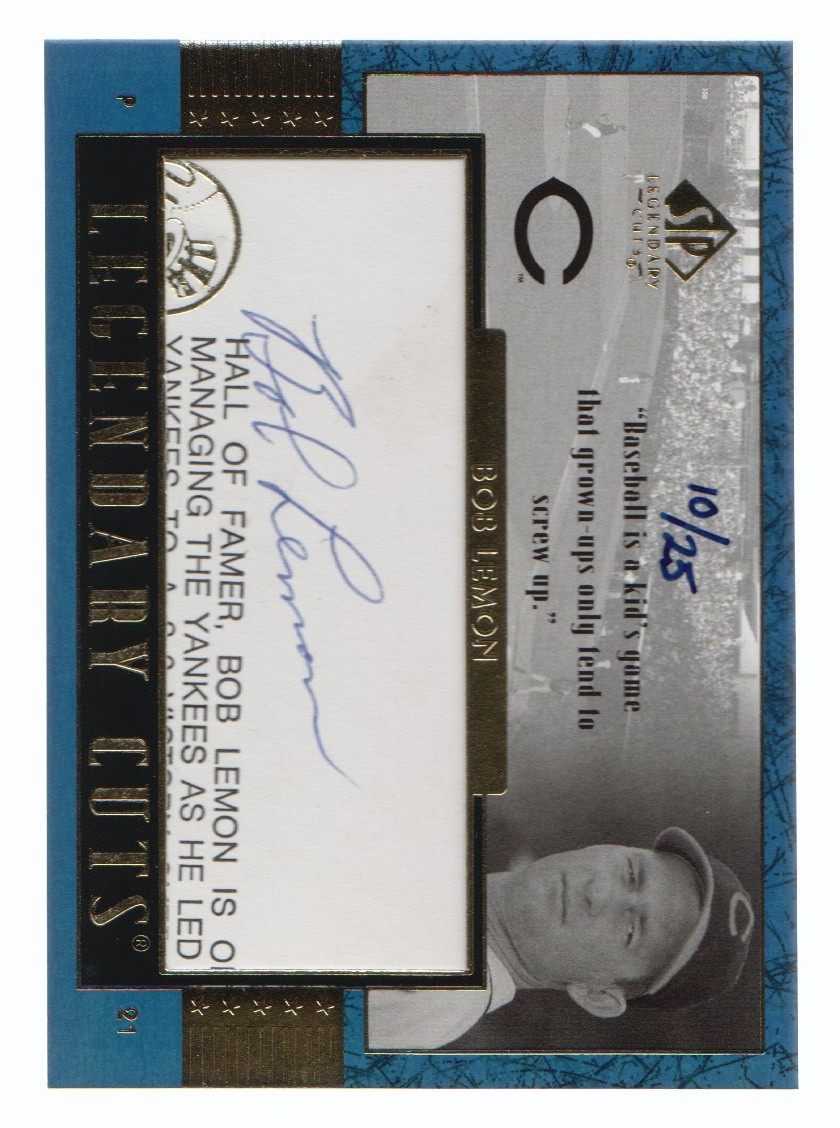 2003 SP Legendary Cuts Autographs Blue #BL1 Bob Lemon/25