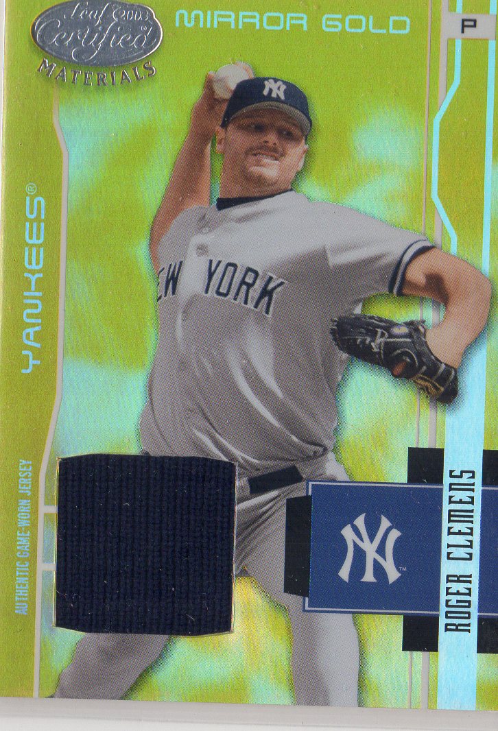 2003 Leaf Certified Materials Mirror Gold Materials #120 Roger Clemens Jsy
