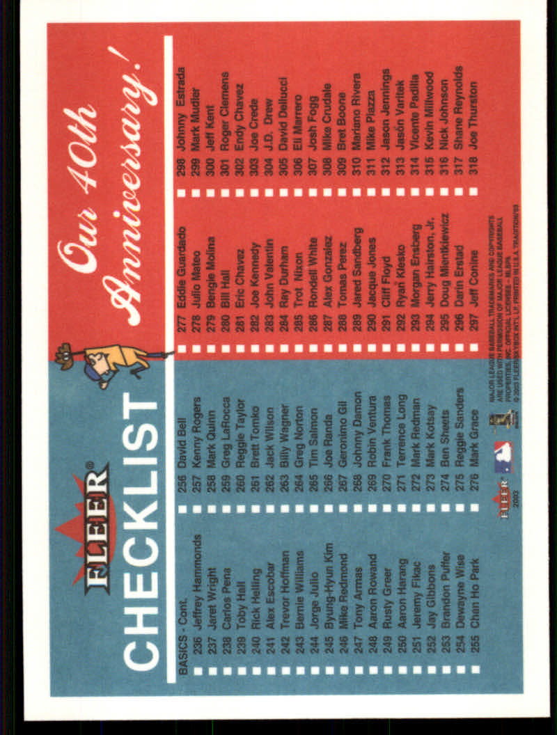2003 Fleer Tradition Baseball "Derek Jeter/Barry Bonds Checklists" Cards - Picture 11 of 35