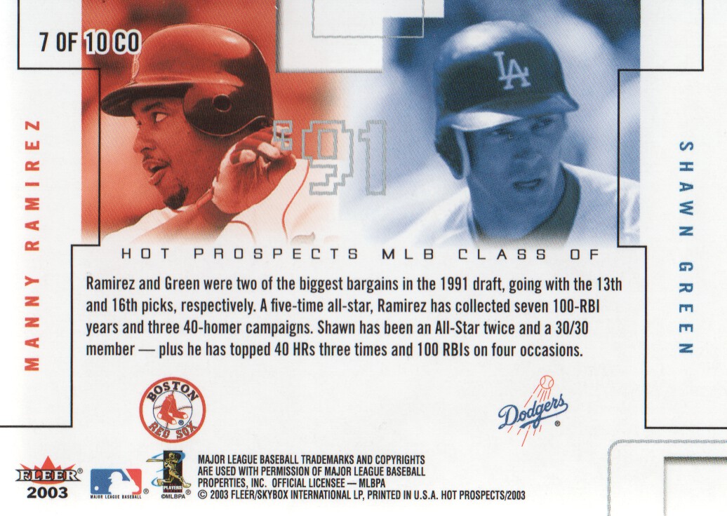 2003 Hot Prospects Class Of #7 M.Ramirez/S.Green back image