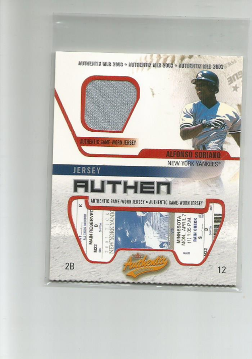2003 Fleer Authentix Game Jersey #AS Alfonso Soriano - E127 - NM-MT - Big  Mac Sportscards