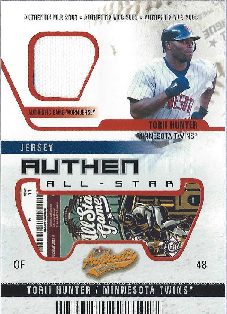2003 Fleer Authentix Game Jersey Unripped #TH Torii Hunter