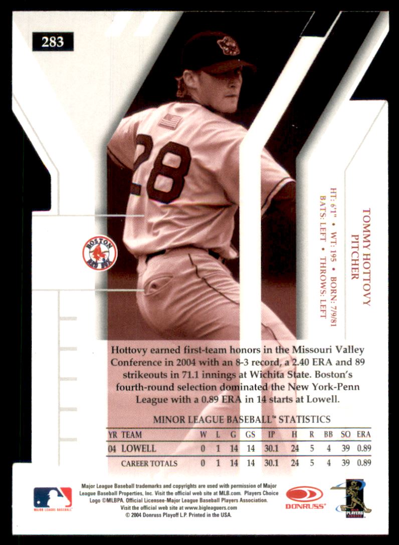2004 Donruss Elite Extra Edition Signature Aspirations #283 Tommy Hottovy DP/100 back image