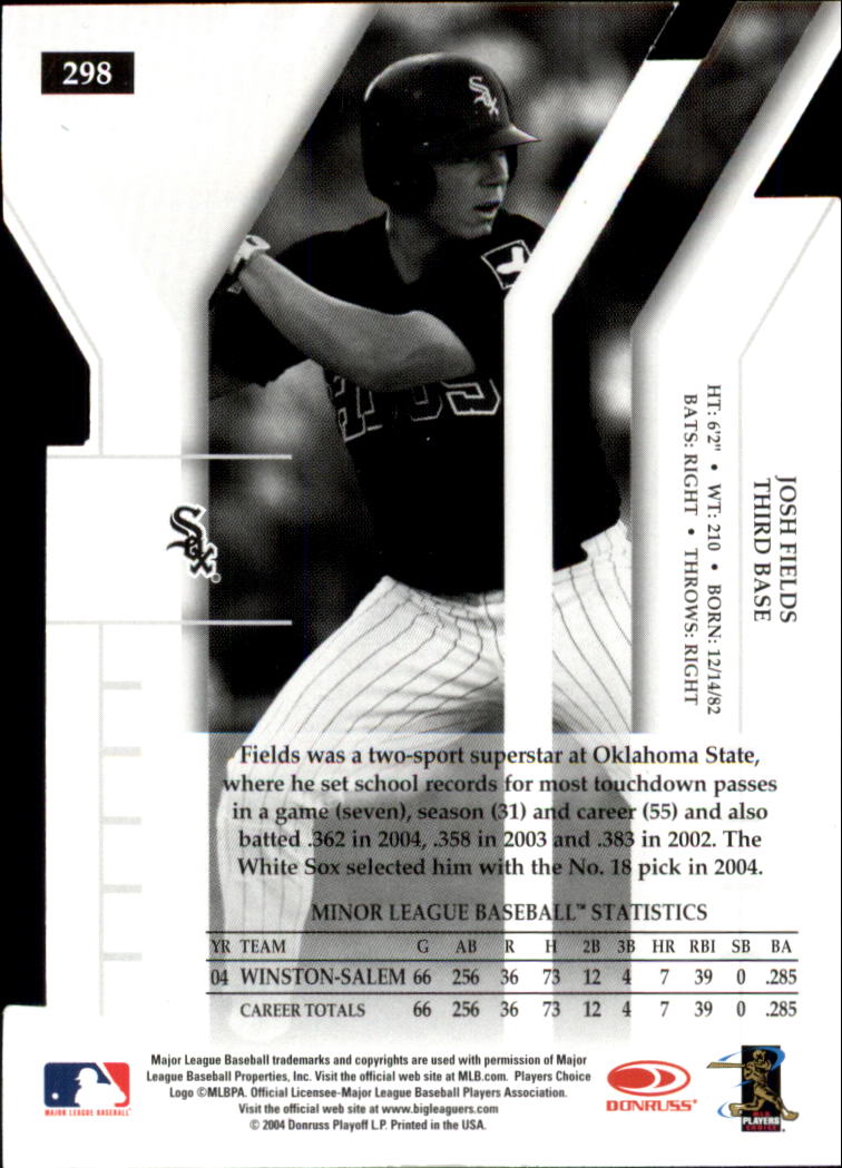 2004 Donruss Elite Extra Edition Signature Turn of the Century #298 Josh Fields DP/250