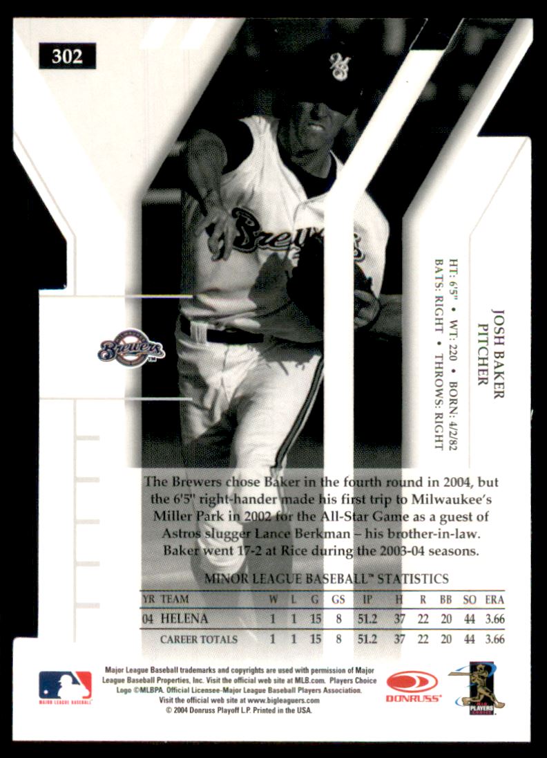 2004 Donruss Elite Extra Edition Signature Turn of the Century #302 Josh Baker DP/100