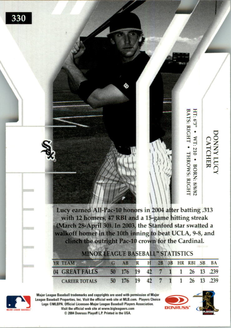 2004 Donruss Elite Extra Edition Signature Turn of the Century #330 Donny Lucy DP/100 back image