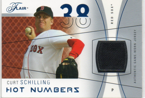 2004 Flair Hot Numbers Game Used Blue #CS Curt Schilling
