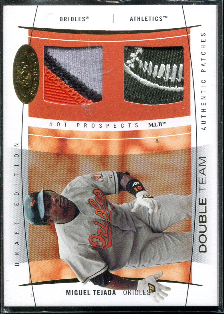 2004 Hot Prospects Draft Double Team Patch #MT Miguel Tejada A's-O's