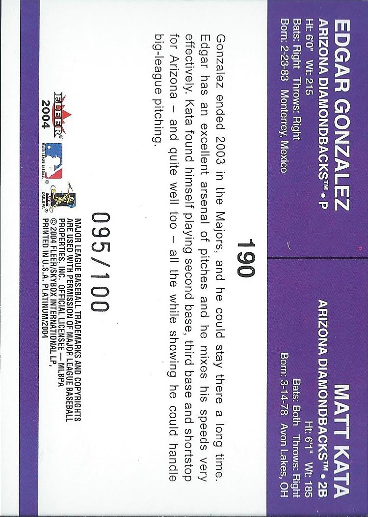2004 Fleer Platinum Finish #190 E.Gonzalez/M.Kata back image