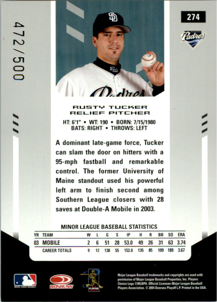2004 Leaf Certified Materials #274 Rusty Tucker NG AU RC back image