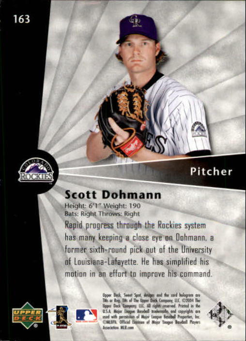 2004 Sweet Spot Wood #163 Scott Dohmann SB back image