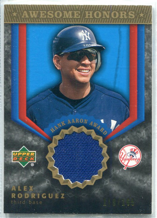 2004 Upper Deck Awesome Honors Jersey Gold #AR2 Alex Rodriguez HA