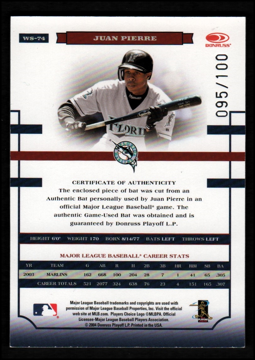 2004 Donruss World Series Material Bat YOU PICK - Picture 17 of 37